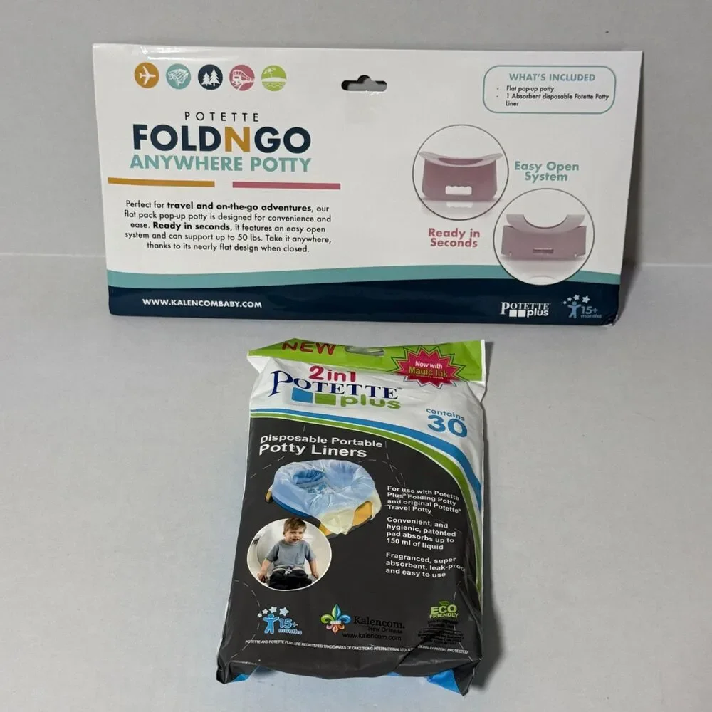 Fold ‘N’ Go Travel Potty + 30 Disposable Leakproof Liners Bundle